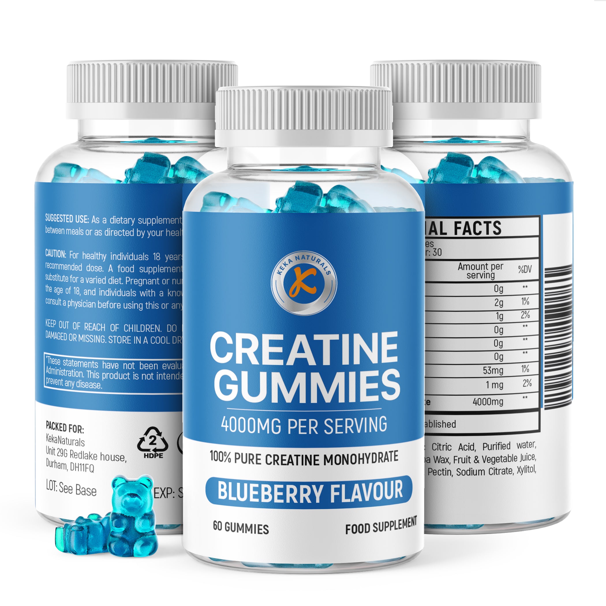 creatine gummies 4000mg per serving blueberry flavour