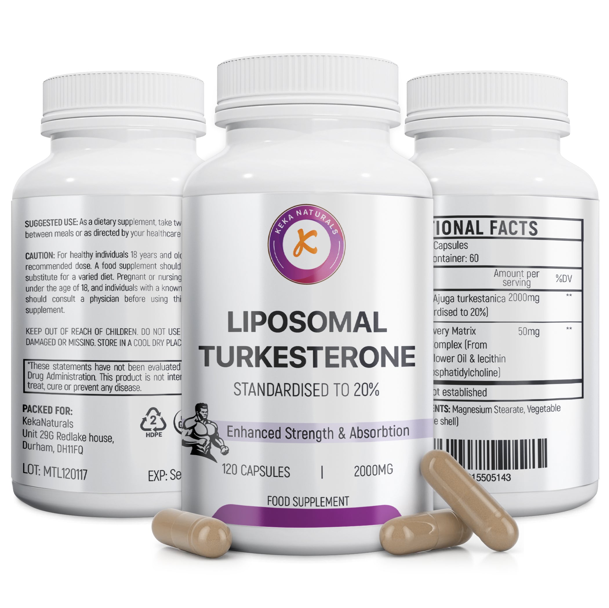 Liposomal Turkesterone+ UK 2000mg standardised to 20% 120 capsules