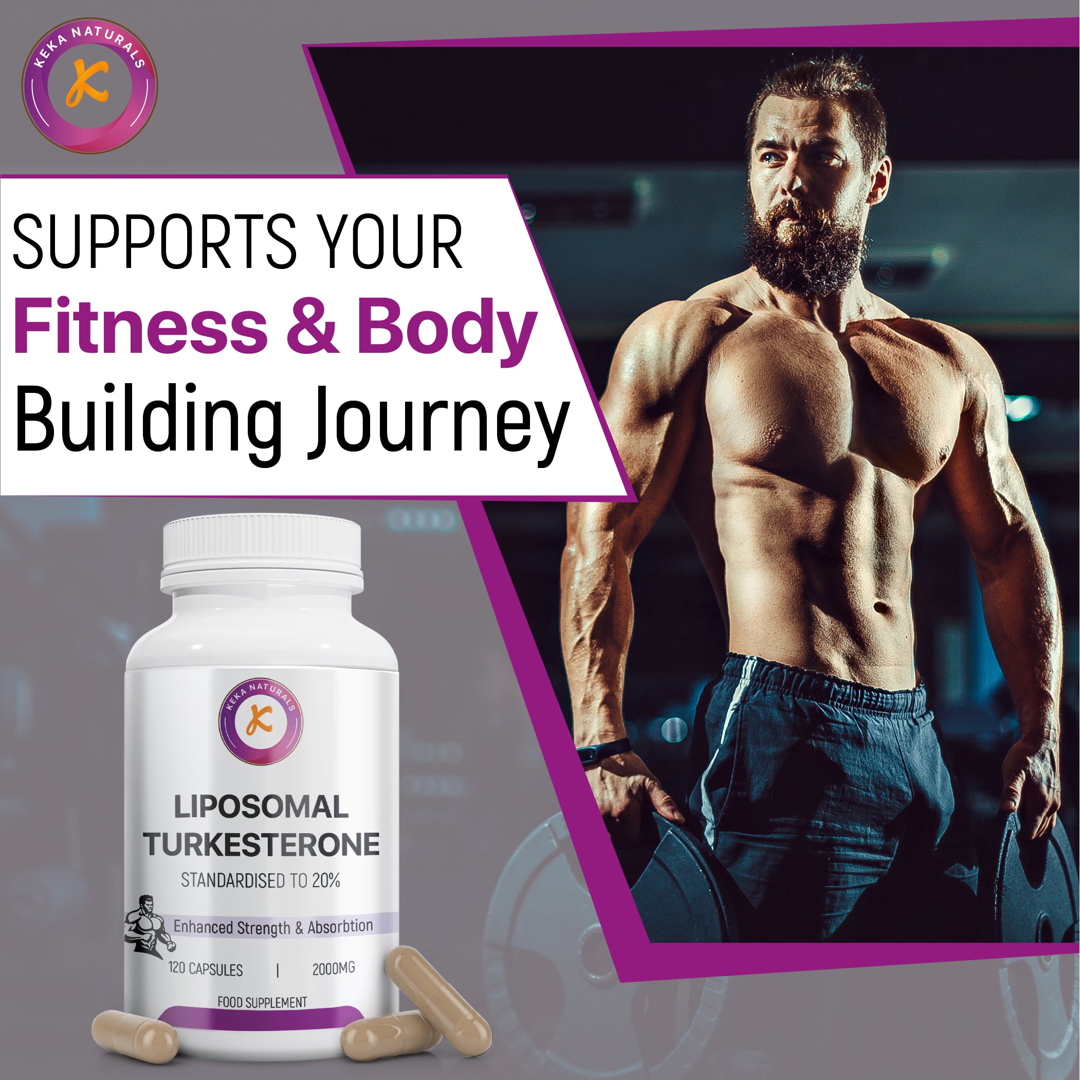 Liposomal Turkesterone+ UK 2000mg supports your fitness and body building journey