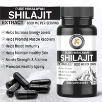 pure himalayan Shilajit Extract 6000mg benefits promotes healthy ageing and increase energy levels